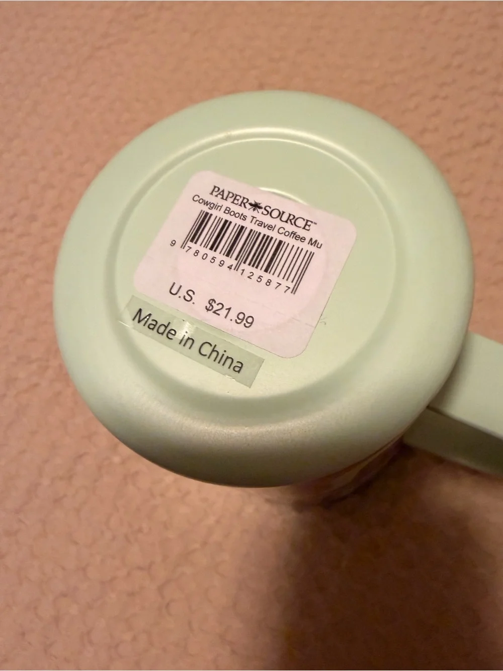 Papersource Mint Cowboy Boot Patterned Travel Mug - Mint